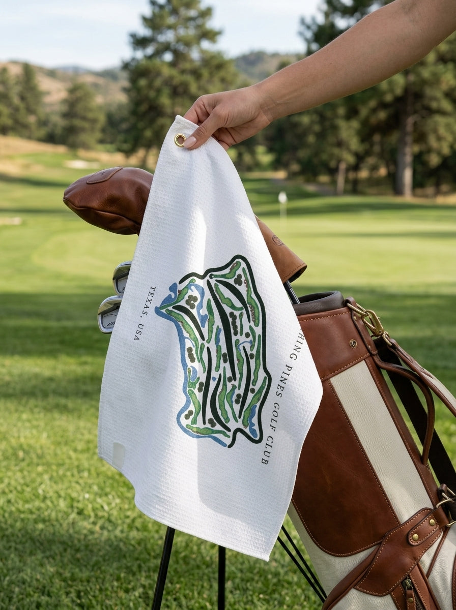 Whispering Pines Golf Club, Golf Course Towel, Texas | Golf Course Print Towels