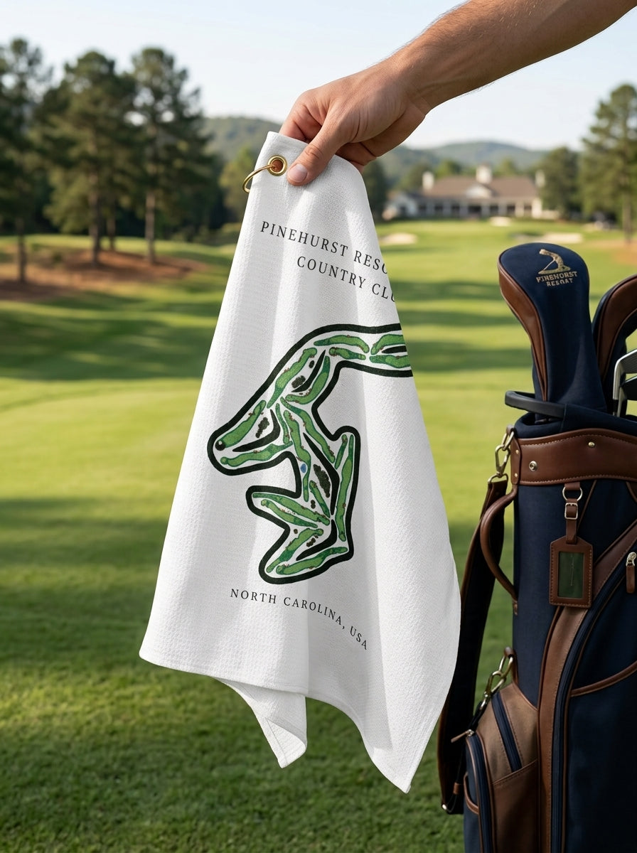 Pinehurst Resort No. 2 Country Club Golf Course Print, North Carolina | Golf Course Print Towels | Golf Course Microfiber