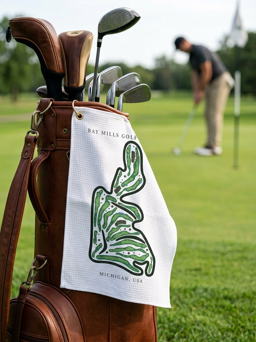 Bay Mills Golf Course, Golf Course Towel, Michigan | Golf Course Print Towels
