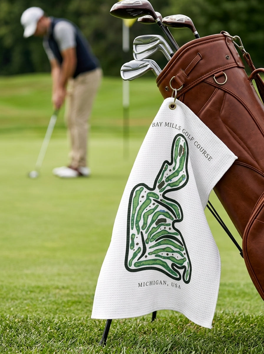 Bay Mills Golf Course, Golf Course Towel, Michigan | Golf Course Print Towels