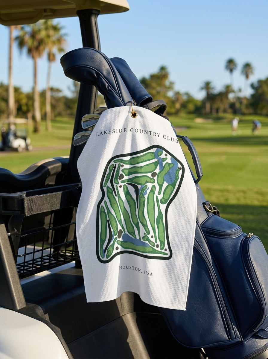 Lakeside Country Club, Golf Course Towel, Texas | Golf Course Print Towels