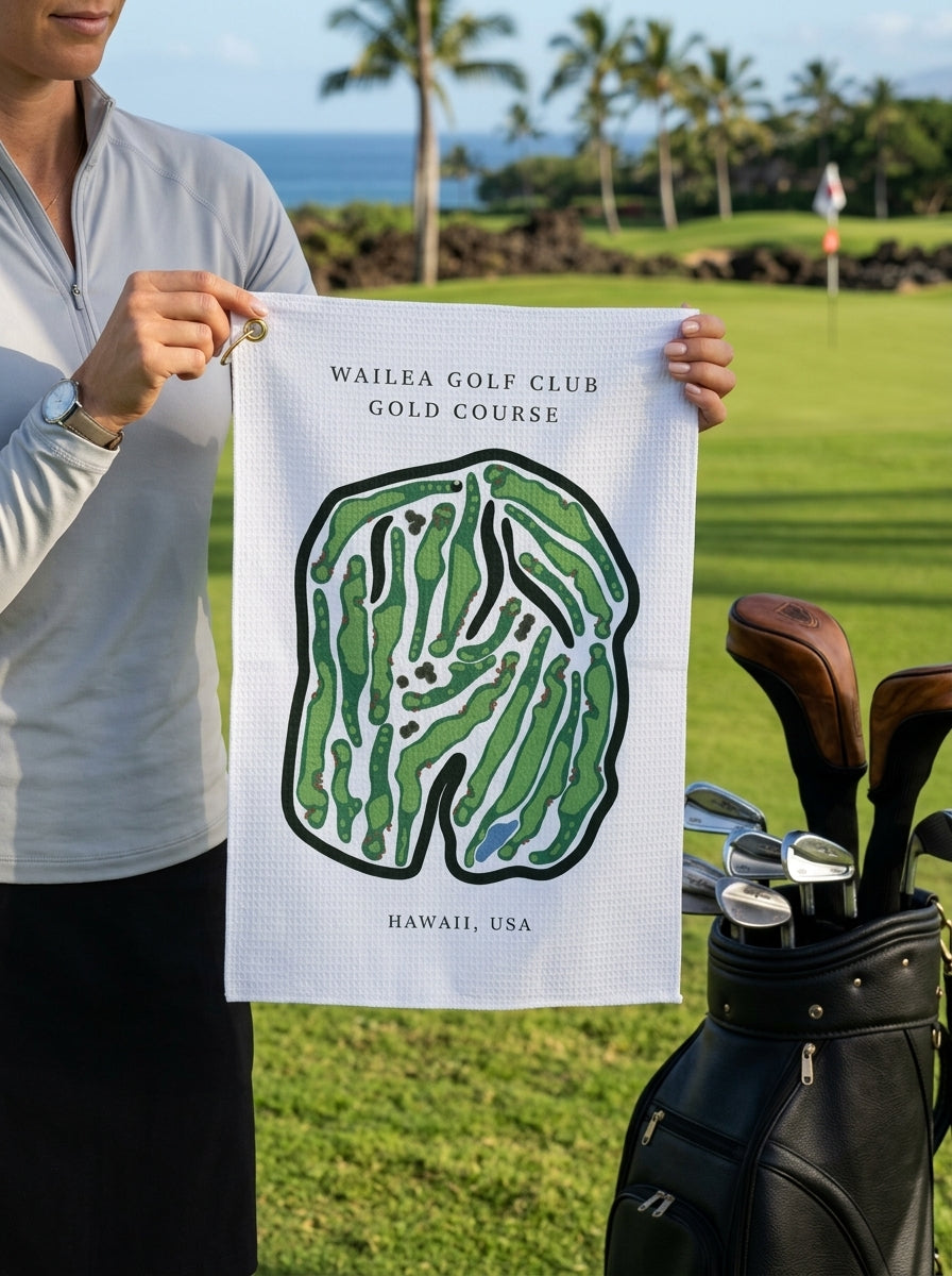 Wailea Golf Club Gold Course, Golf Course Towel, Hawaii | Golf Course Print Towels