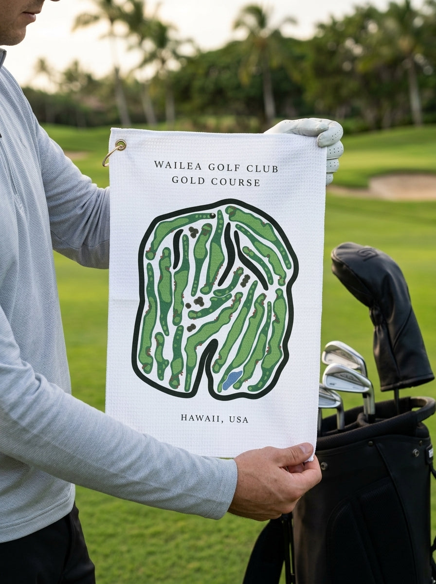 Wailea Golf Club Gold Course, Golf Course Towel, Hawaii | Golf Course Print Towels