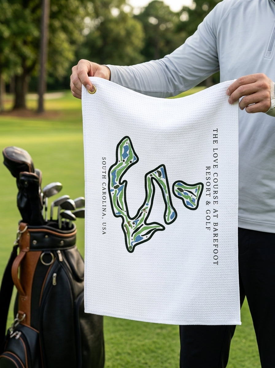 The Love Course at Barefoot Resort & Golf, Golf Course Towel, South Carolina | Golf Course Print Towels