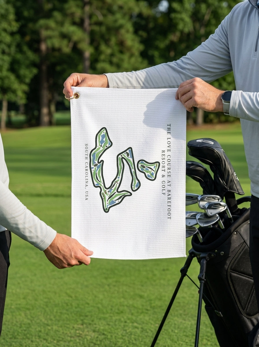 The Love Course at Barefoot Resort & Golf, Golf Course Towel, South Carolina | Golf Course Print Towels