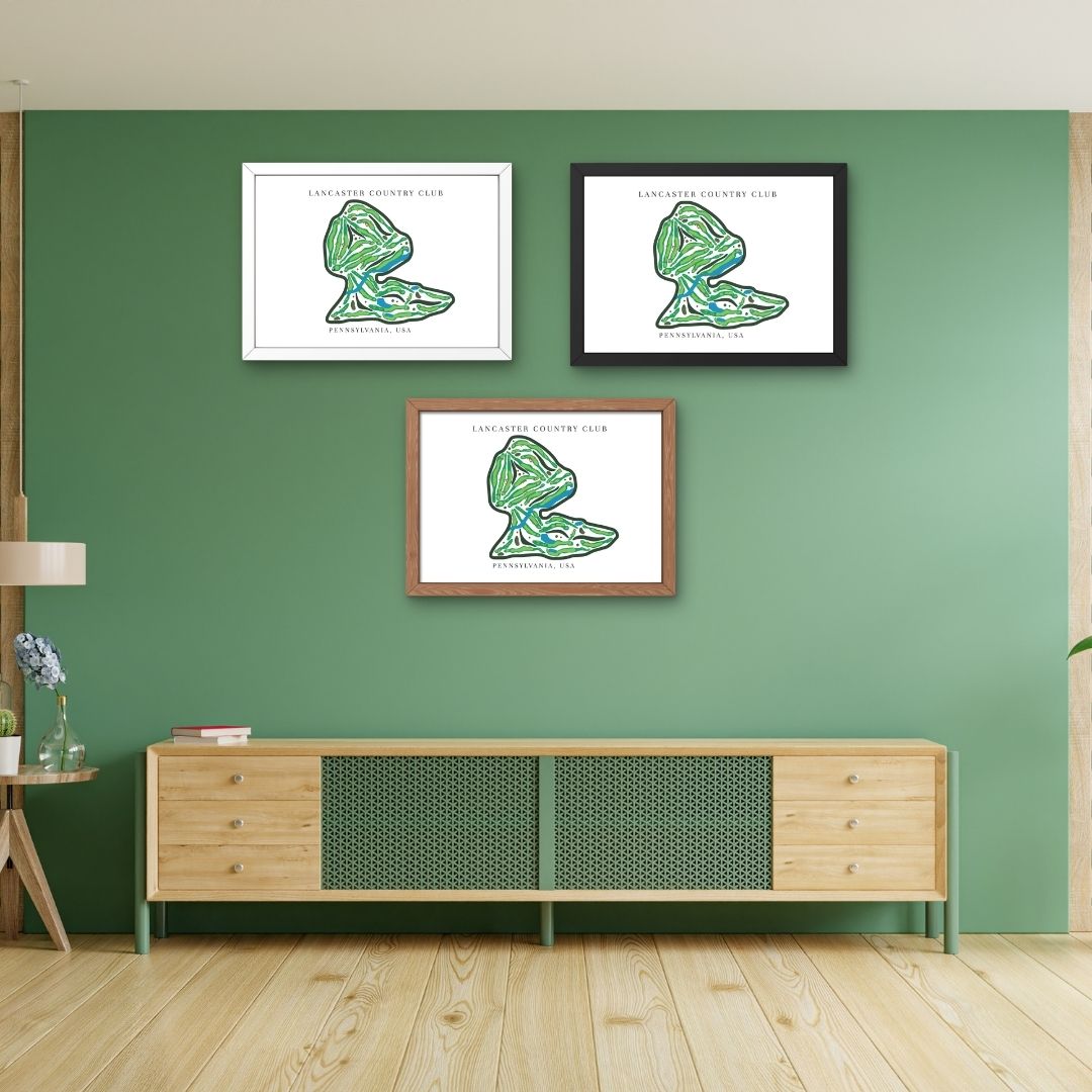 Lancaster Country Club Golf Course Prints, Pennsylvania, Golf Map Artwork