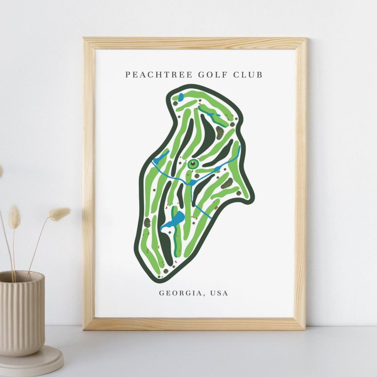 Peachtree Golf Club Golf Course Prints, Georgia, Golf Map Artwork