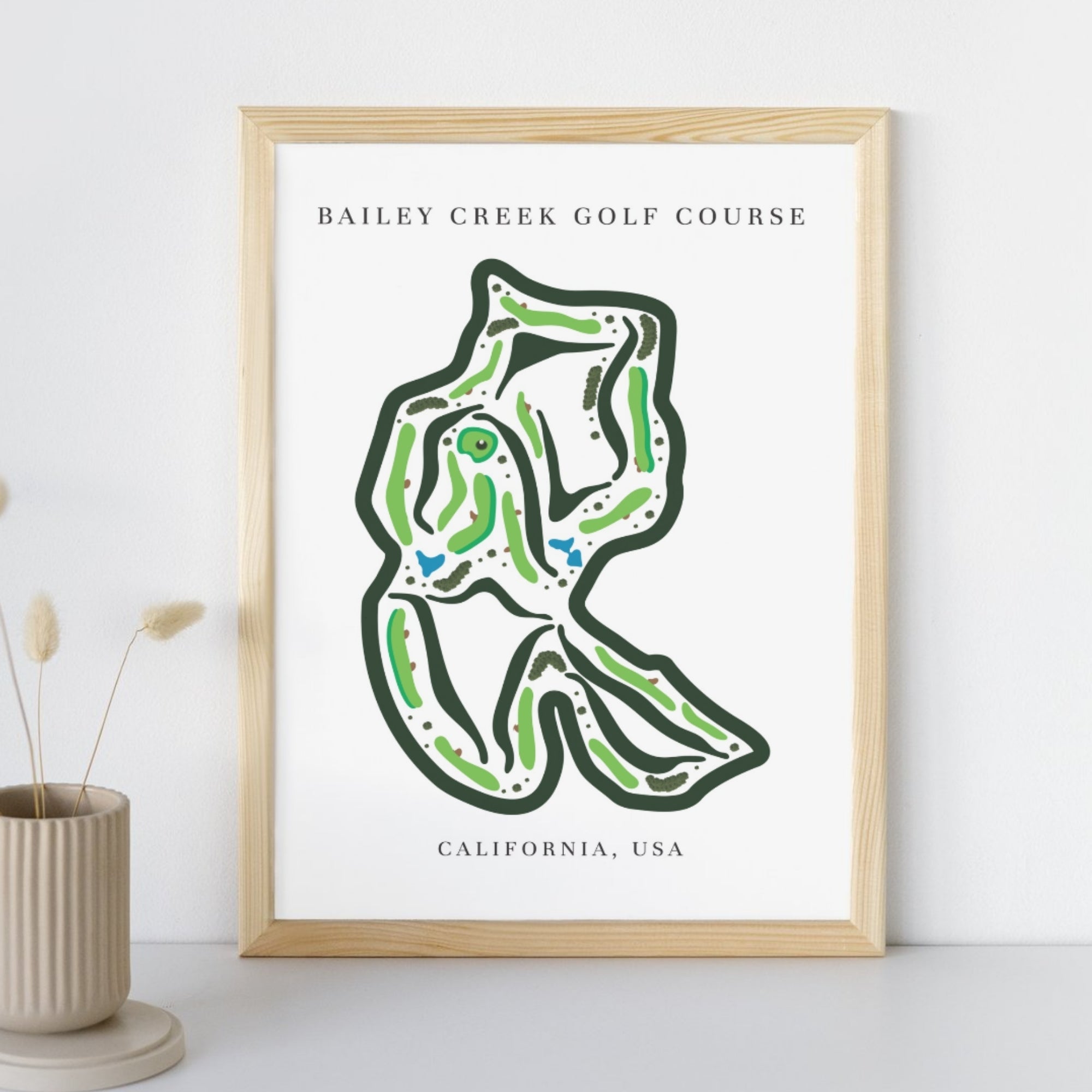 Bailey Creek Golf Course Print, California, Golf Map Artworks