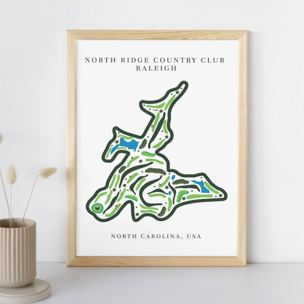North Ridge Country Club Golf Course Print, North Carolina, Golf Map Artworks