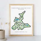 North Ridge Country Club Golf Course Print, North Carolina, Golf Map Artworks