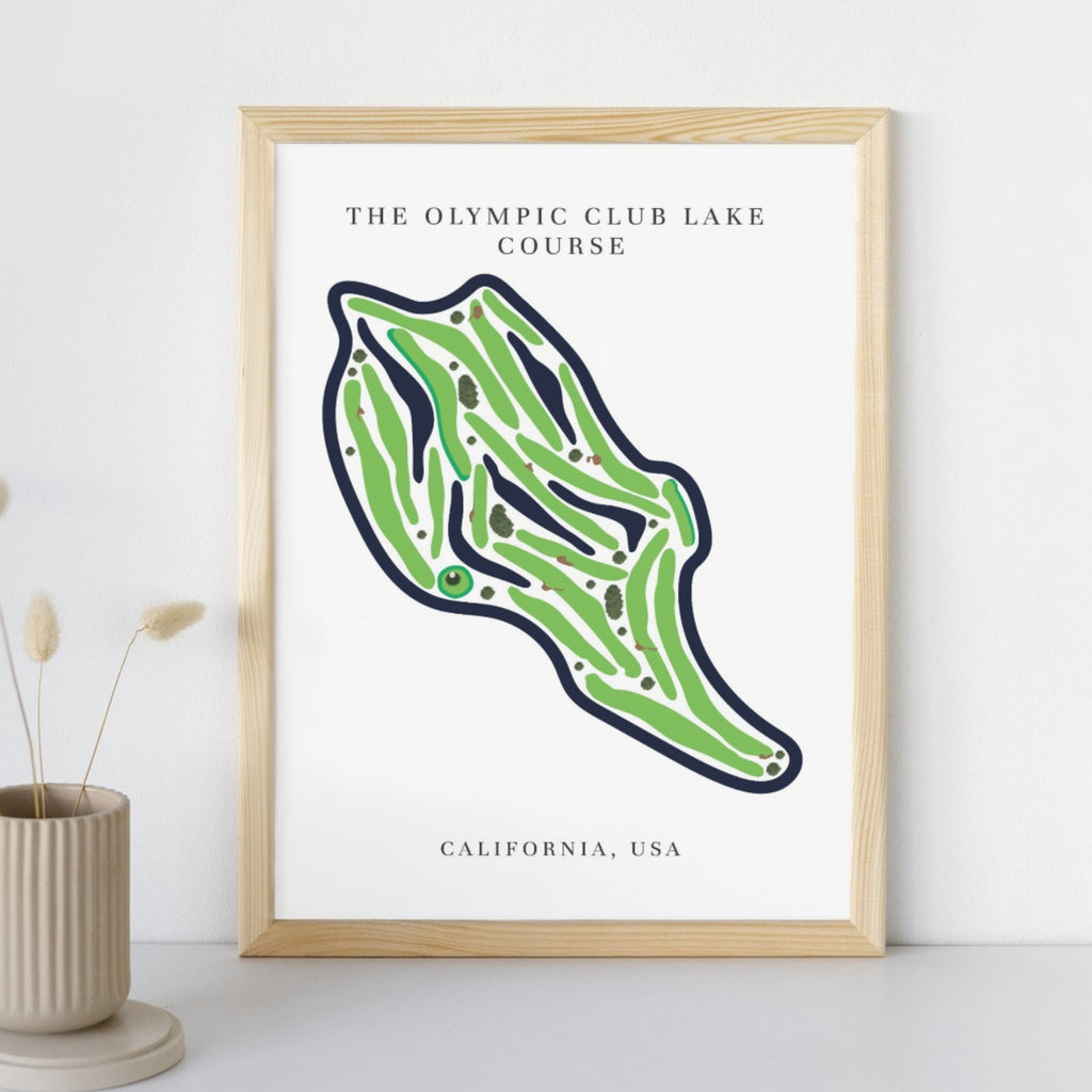 The Olympic Club Lake Course Golf Course Prints, California, Golf Map Artwork