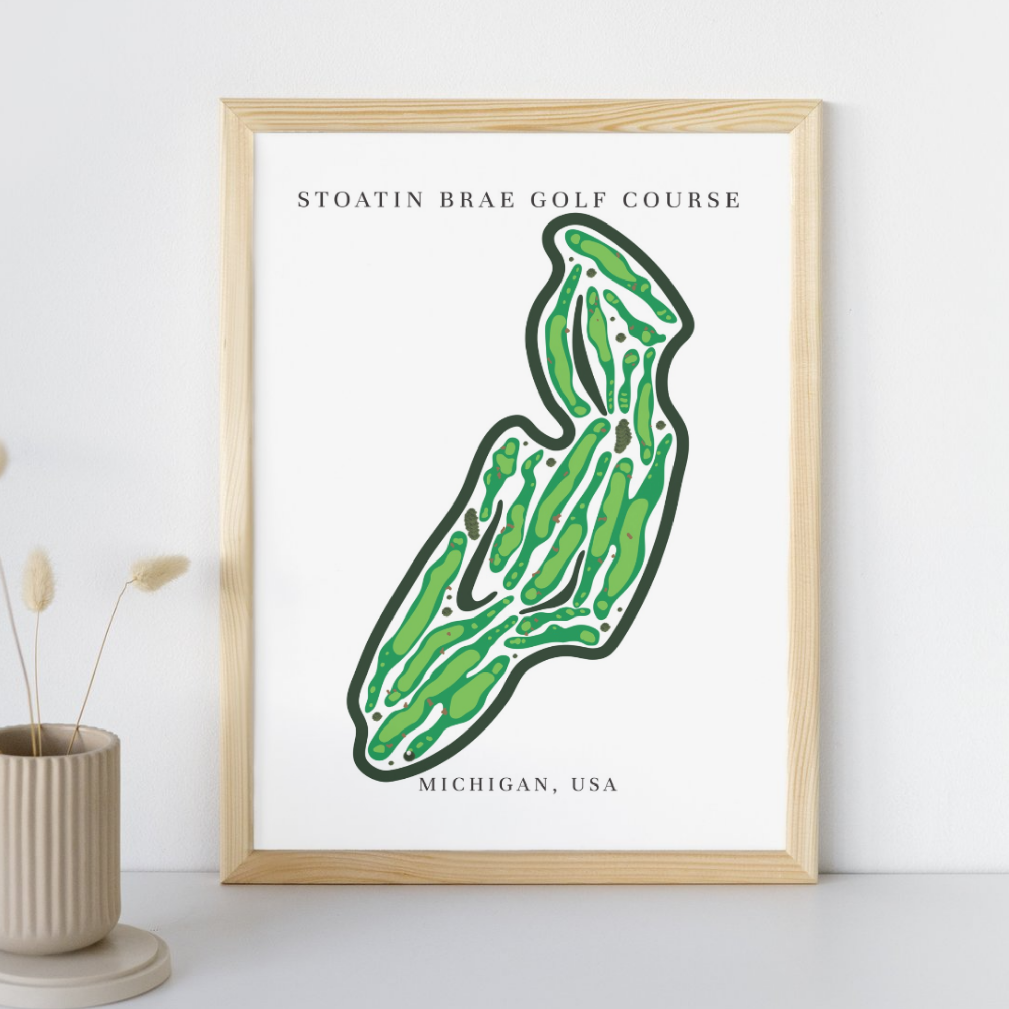Stoatin Brae Golf Course Prints, Michigan, Golf Map Artwork