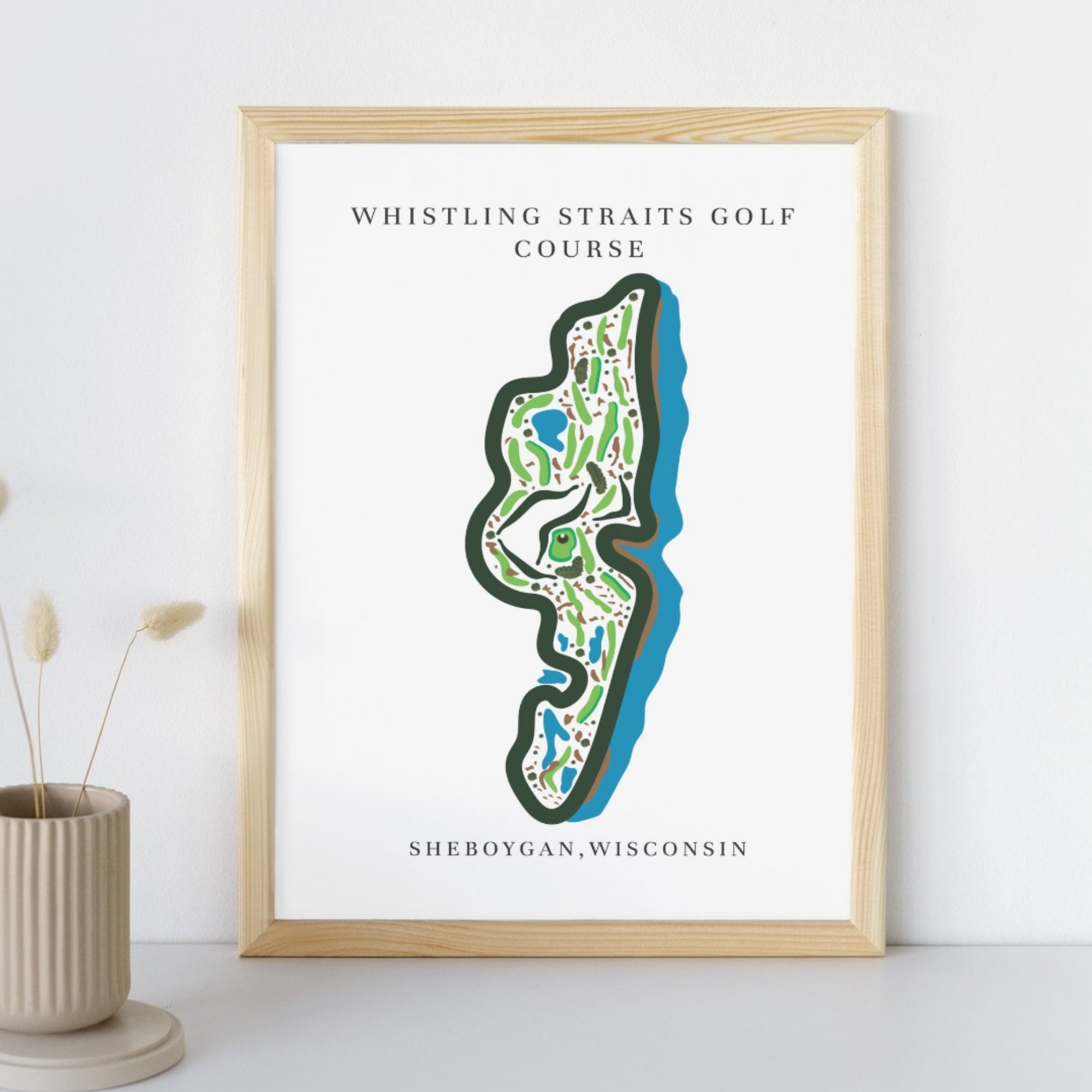 Whistling Straits Golf Course Print, Wisconsin, Golf Map Artworks