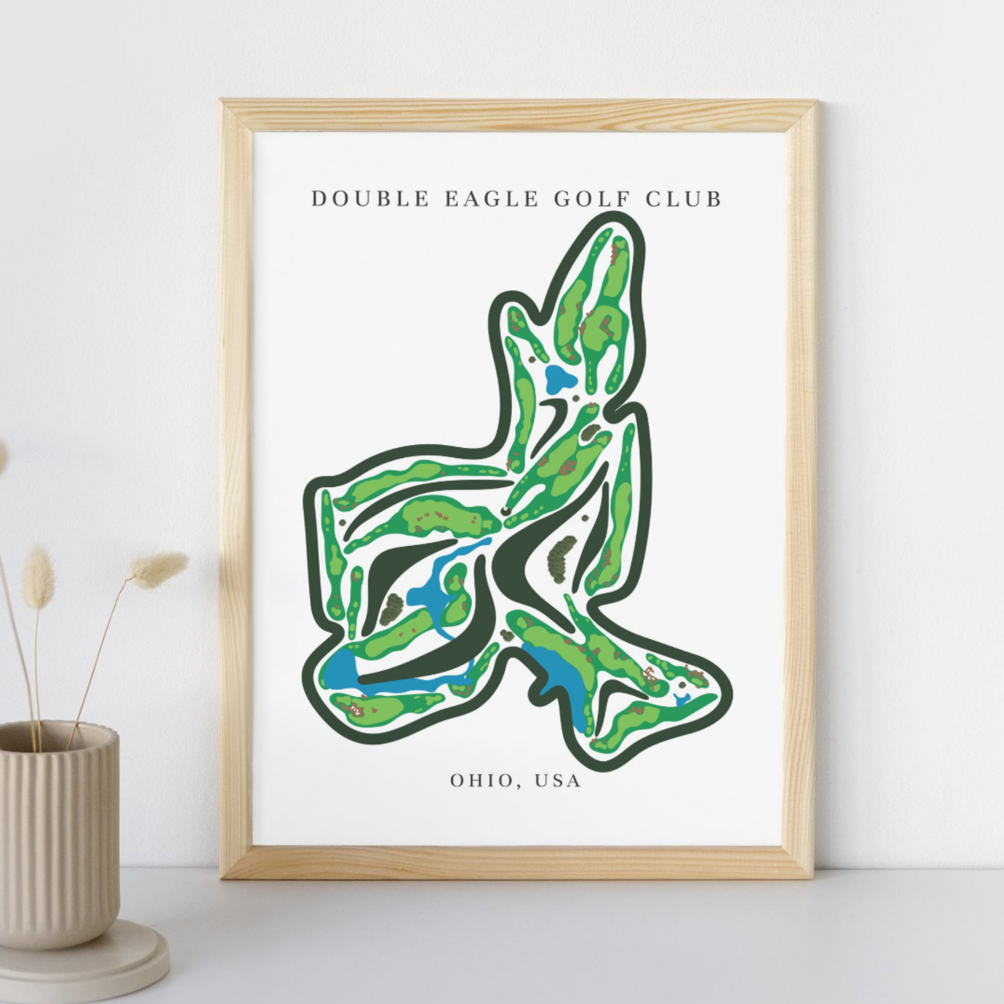 Double Eagle Golf Club Golf Course Prints, Ohio, Golf Map Artwork