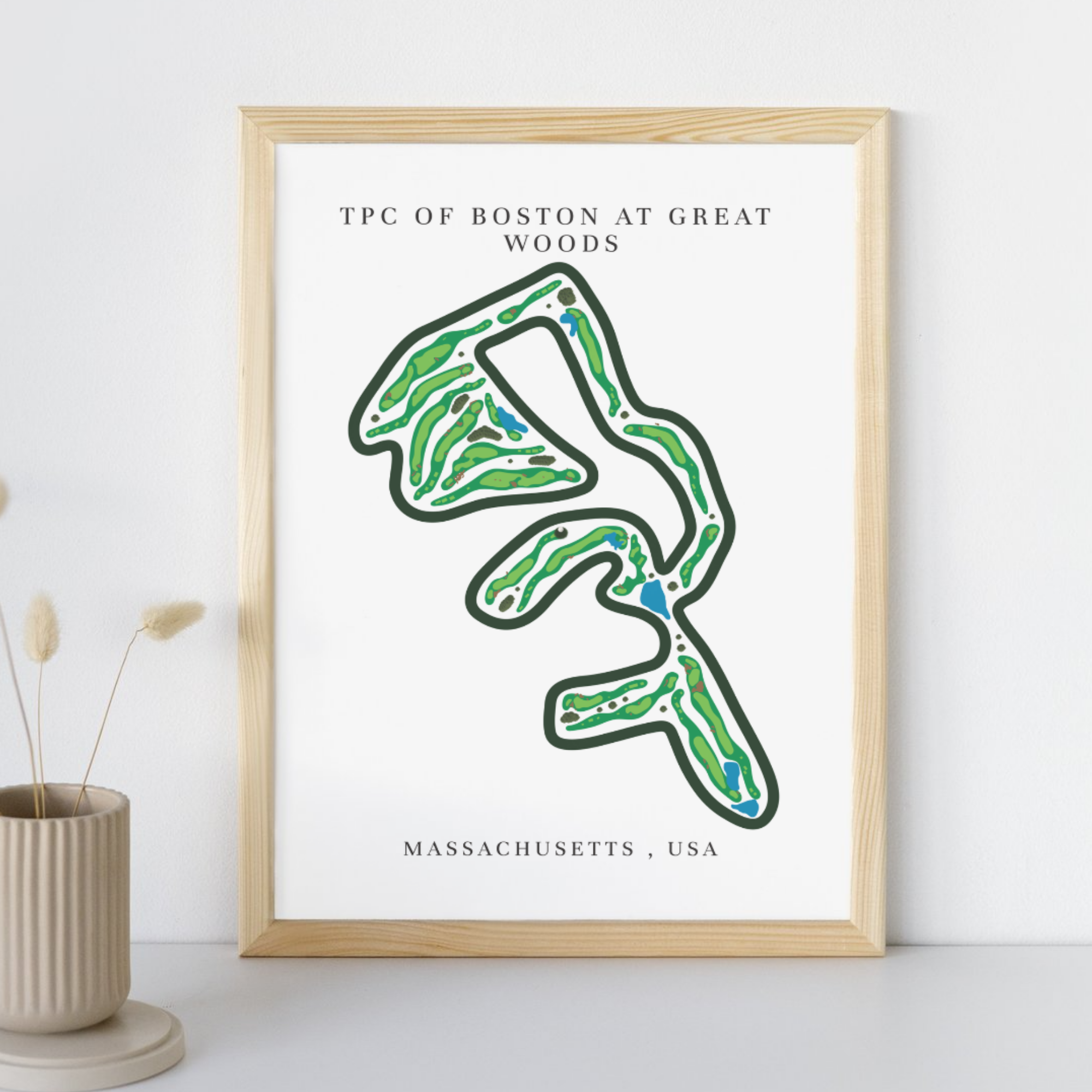 TPC of Boston at Great Woods Golf Course Prints, Massachusetts, Golf Map Artwork