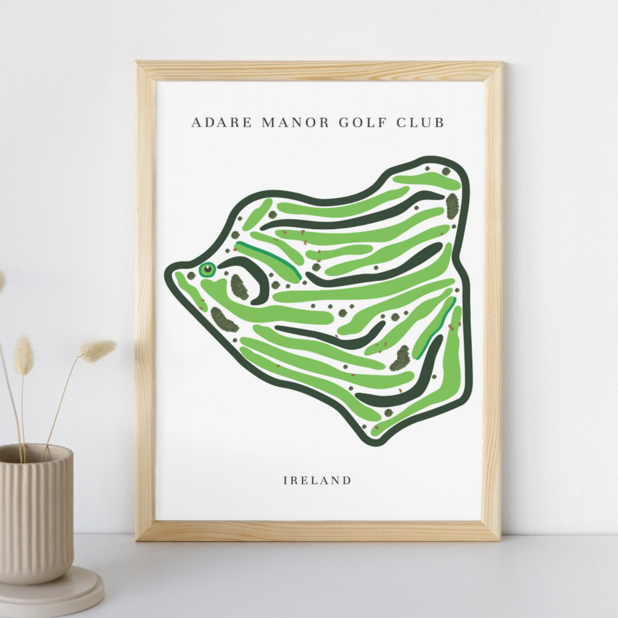 Adare Manor Golf Club, Golf Course Prints, Ireland, Golf Map Artwork