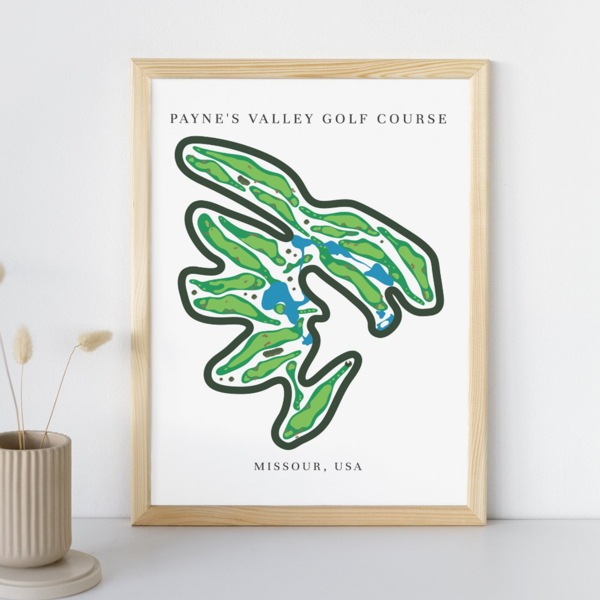 Payne's Valley Golf Course Prints, Missouri, Golf Map Artwork