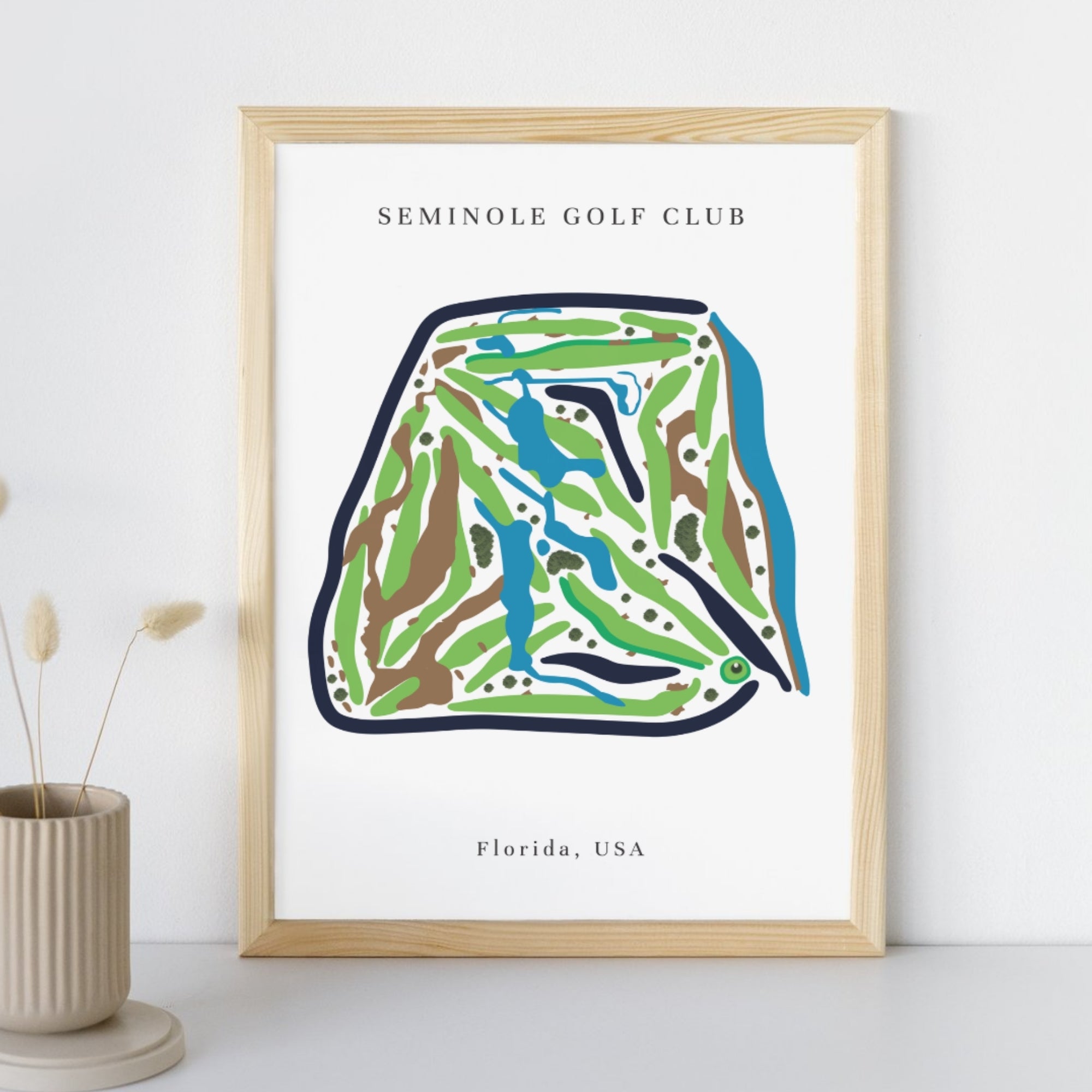 Seminole Golf Club Golf Course Prints, Florida, Golf Map Artwork