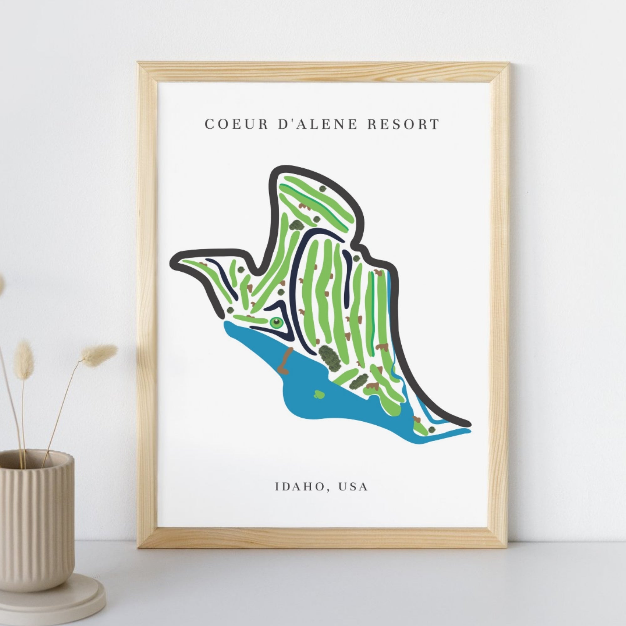Coeur d'Alene Resort Golf Course Prints, Idaho, Golf Map Artwork