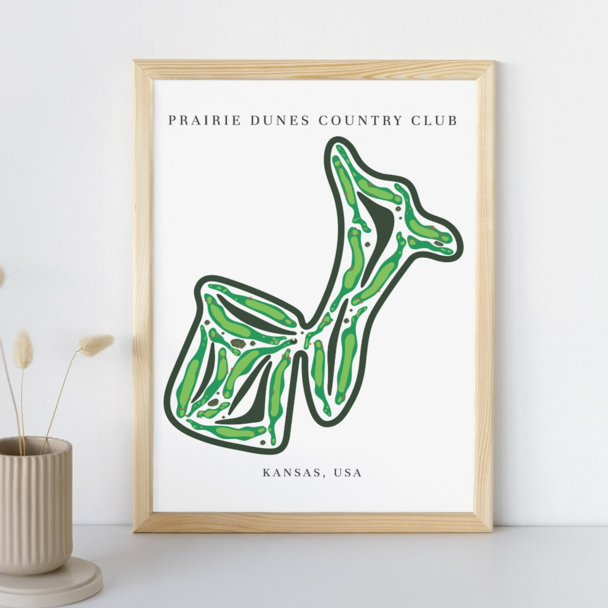 Prairie Dunes Country Club Golf Course Prints, Kansas, Golf Map Artwork
