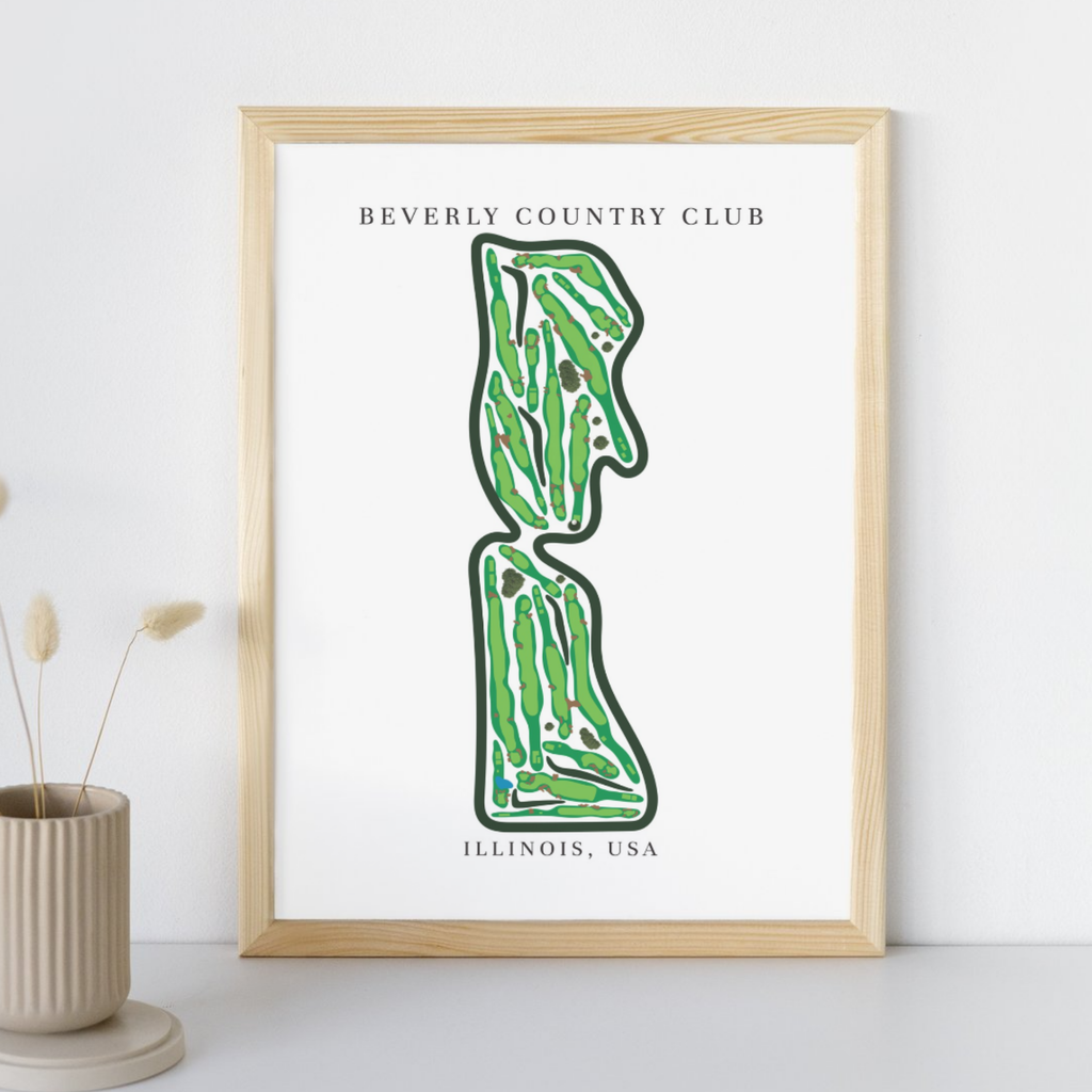 Beverly Country Club Golf Course Prints, Illinois, Golf Map Artwork