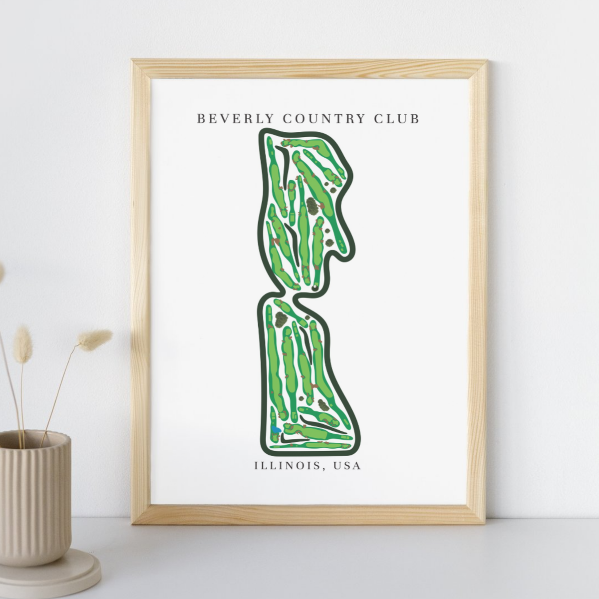 Beverly Country Club Golf Course Prints, Illinois, Golf Map Artwork