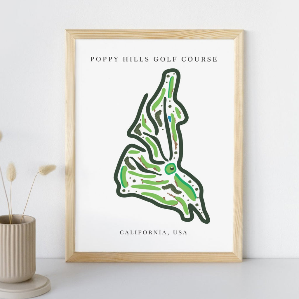 Poppy Hills Golf Course Print, California, Golf Map Artworks