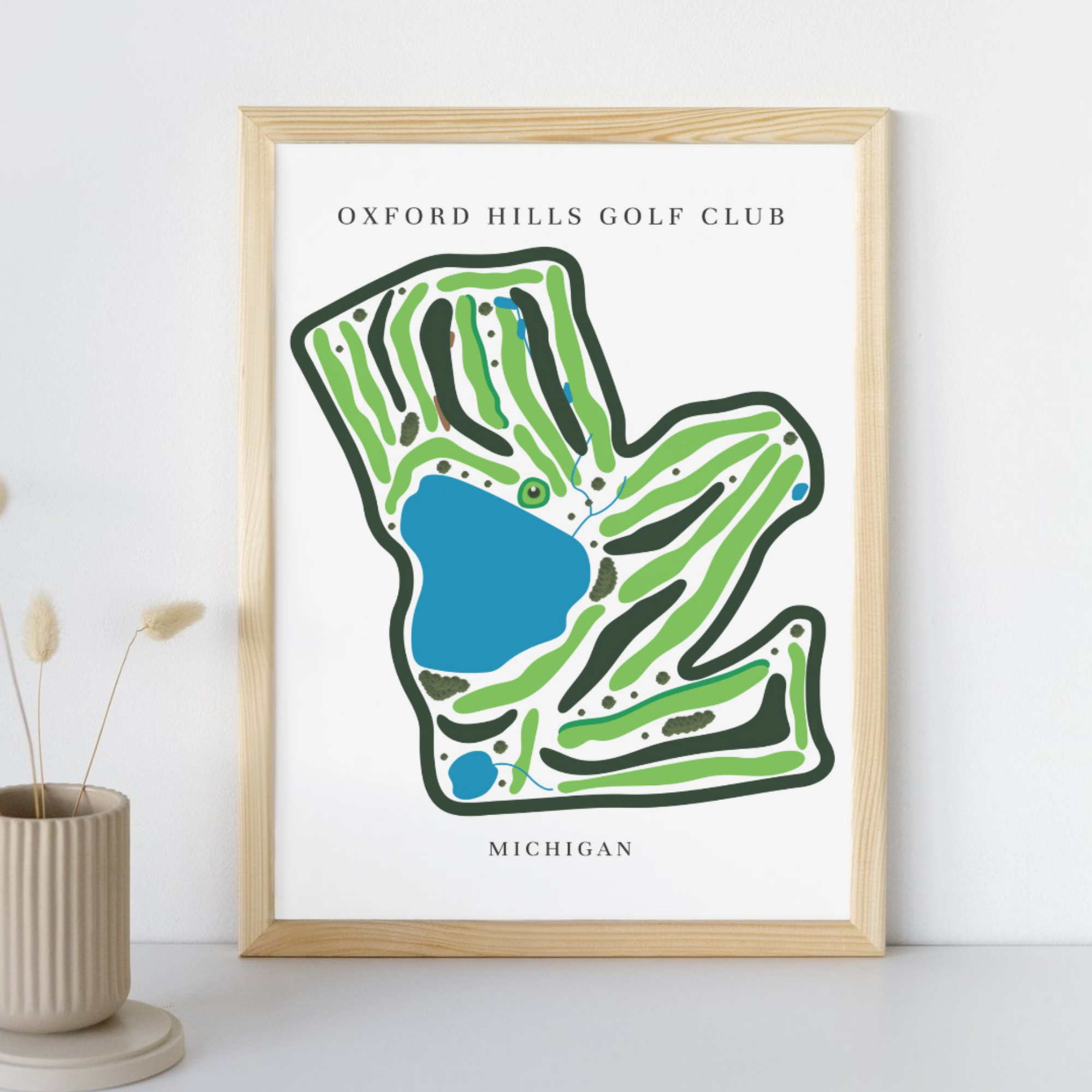 Oxford Hills Golf Club Golf Course Prints, Michigan, Golf Map Artwork
