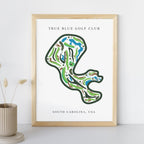 True Blue Golf Club Golf Course Prints, South Carolina, Golf Map Artwork