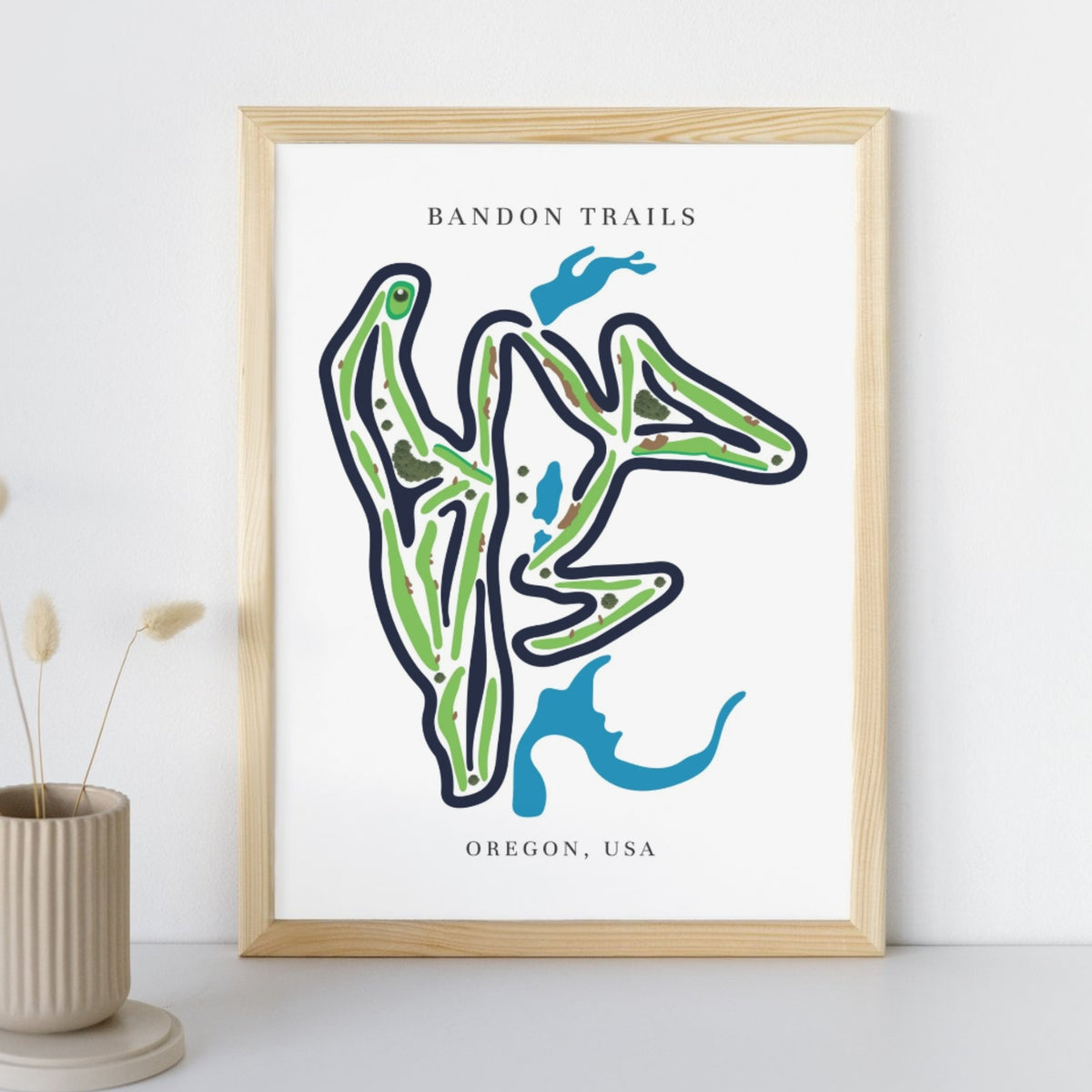 Bandon Trails Golf Course Prints, Oregon, Golf Map Artwork