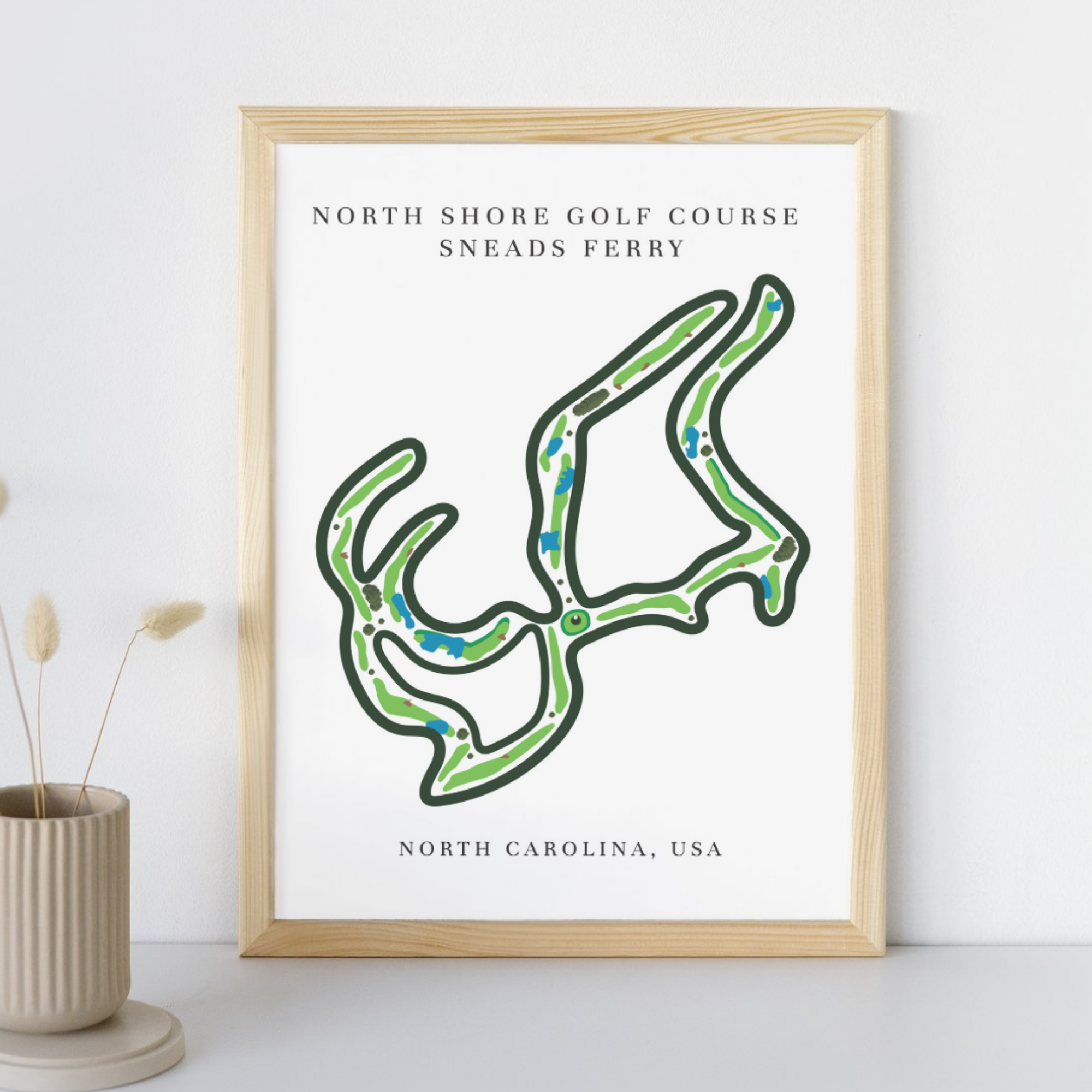 North Shore Golf Course Golf Course Prints, North Carolina, Golf Map Artwork