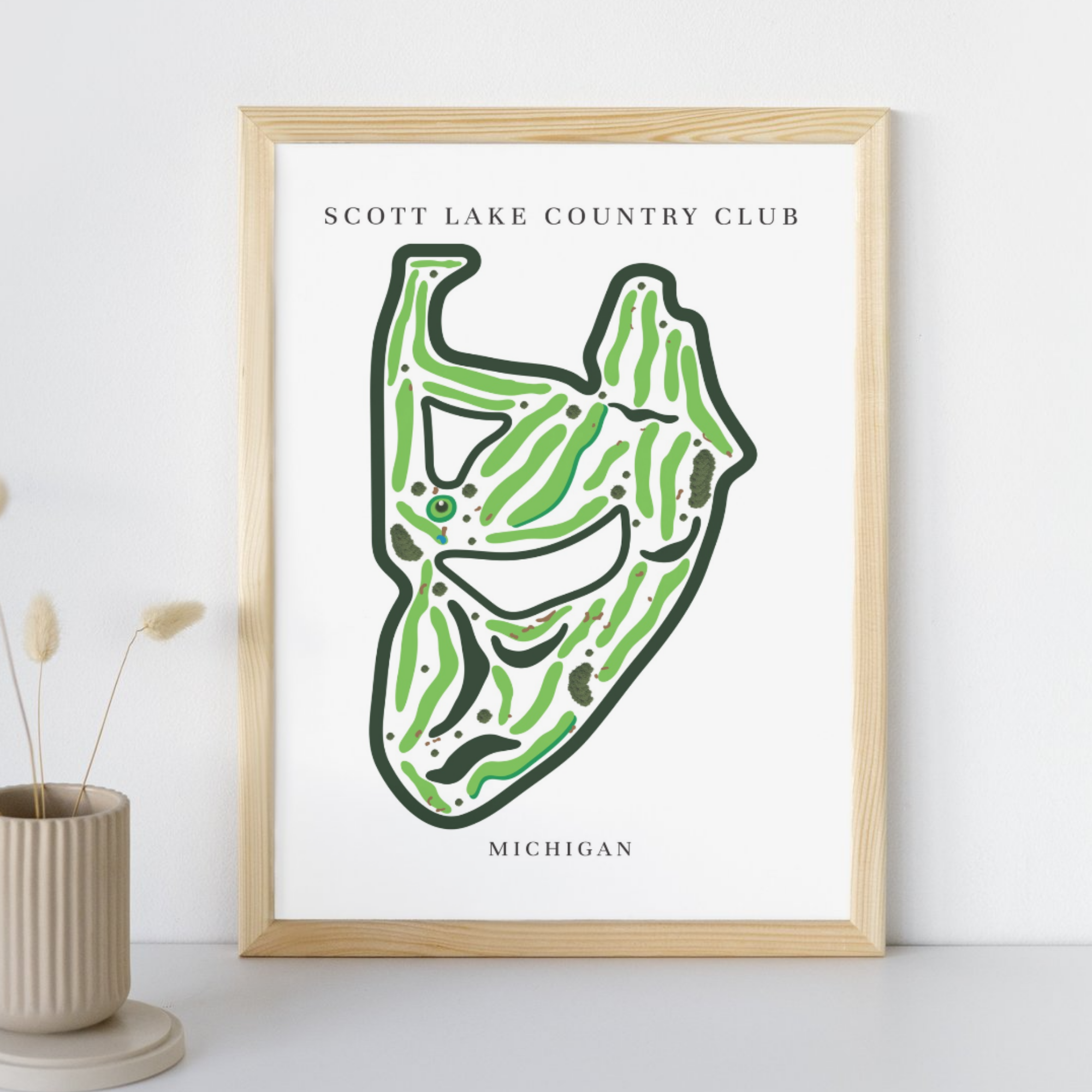 Scott Lake Country Club Golf Course Prints, Michigan, Golf Map Artwork
