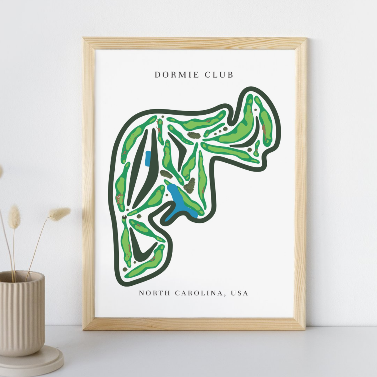 Dormie Club Golf Course Prints, North Carolina, Golf Map Artwork