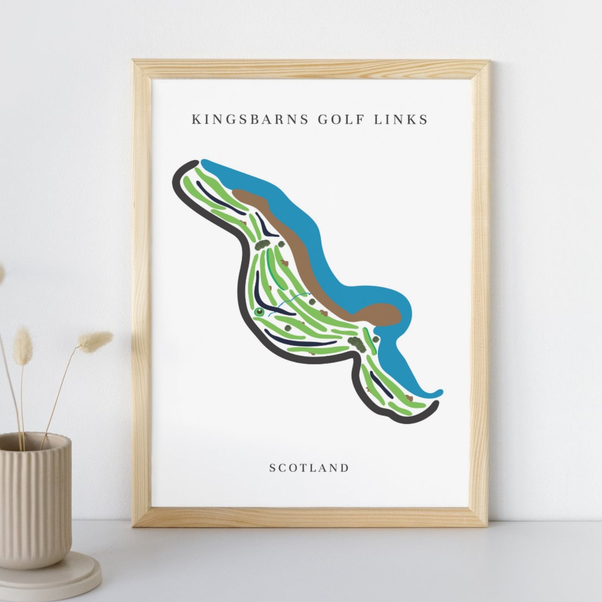 Kingsbarns Golf Links Golf Course Prints, Scotland, Golf Map Artwork