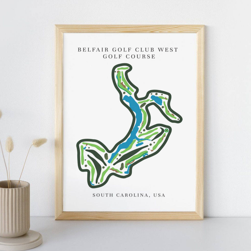 Belfair Golf Club West Golf Course Prints, South Carolina, Golf Map Artwork