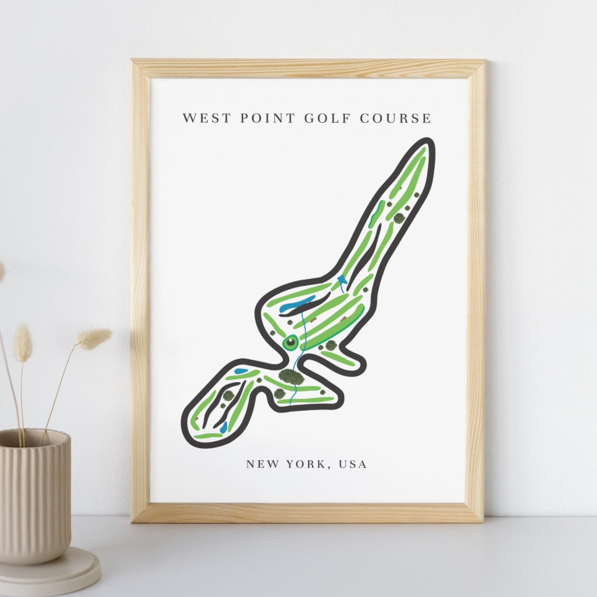 West Point Golf Course Print, New York, Golf Map Artwork