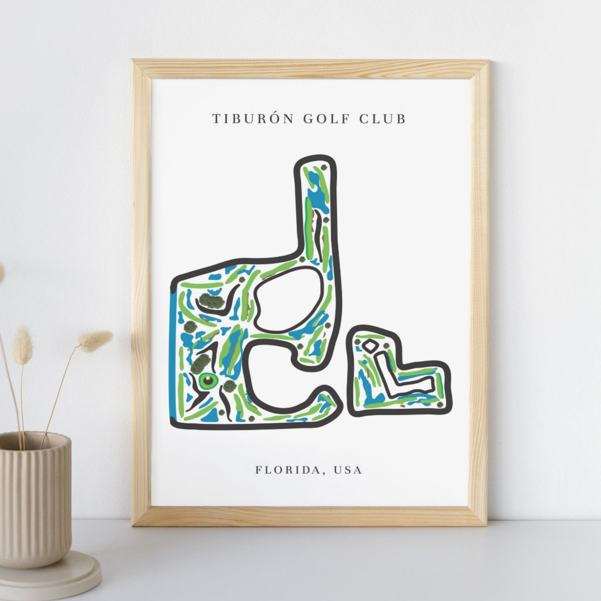 Tiburón Golf Club Golf Course Prints, Florida, Golf Map Artwork