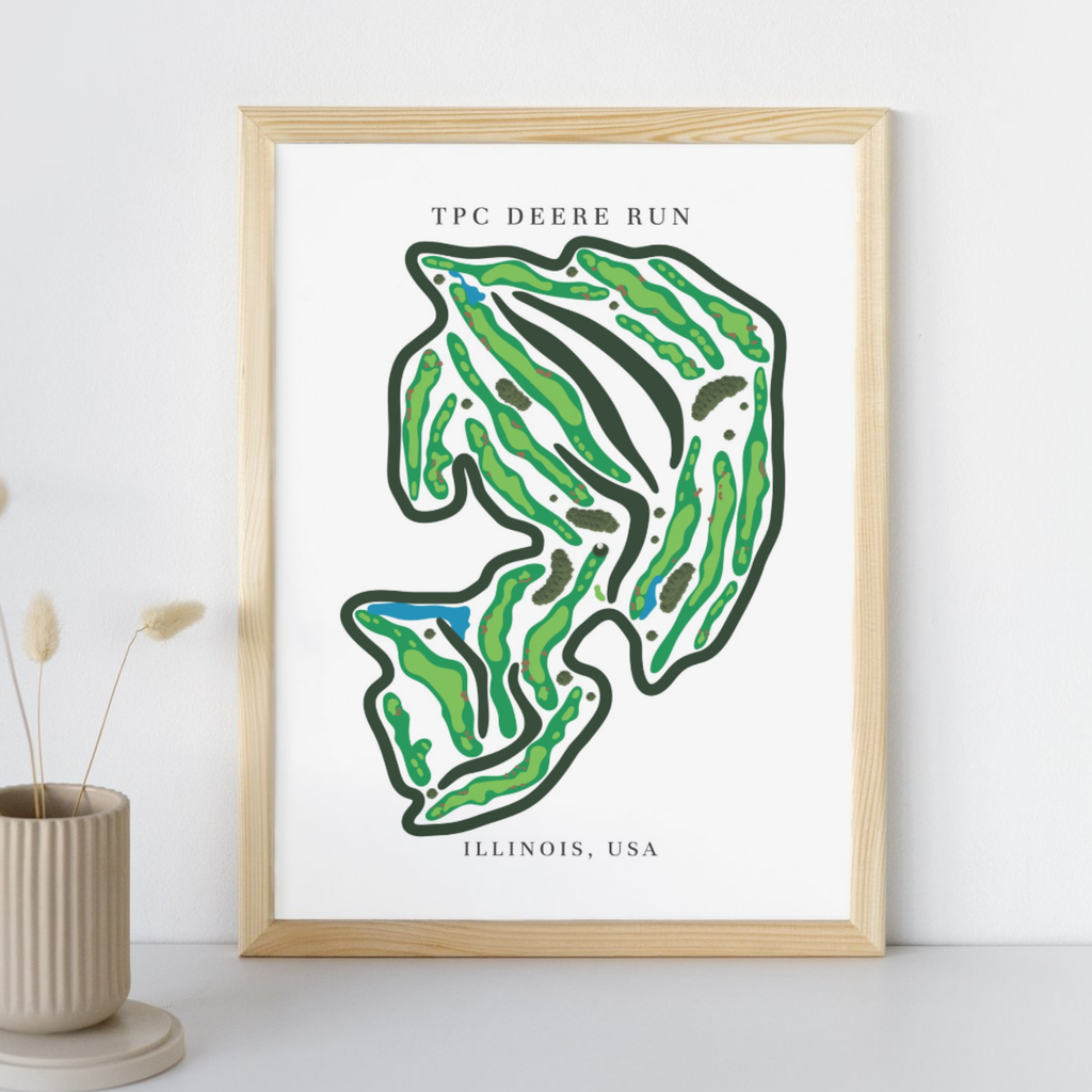 TPC Deere Run Golf Course Prints, Illinois, Golf Map Artwork
