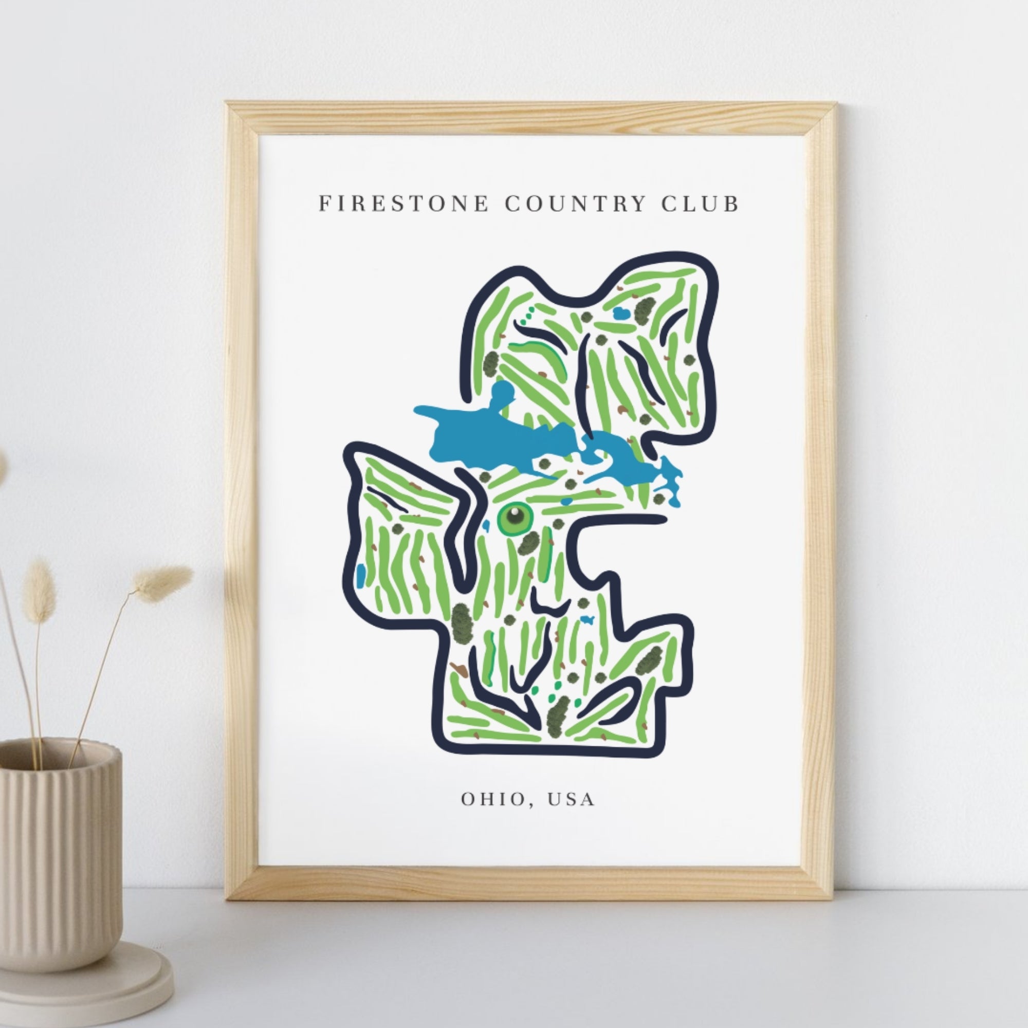 Firestone Country Club Golf Course Prints, Ohio, Golf Map Artwork