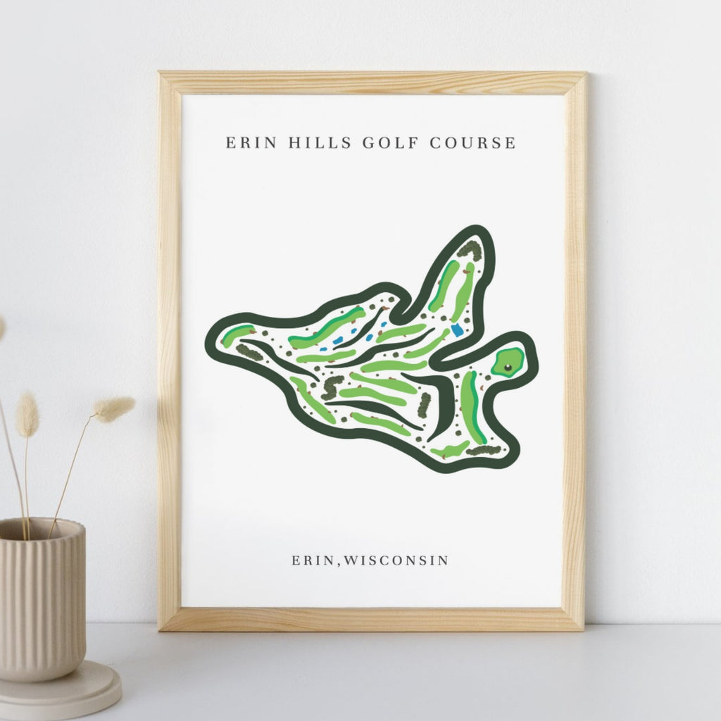 Erin Hills Golf Course Print, Wisconsin, Golf Map Artworks