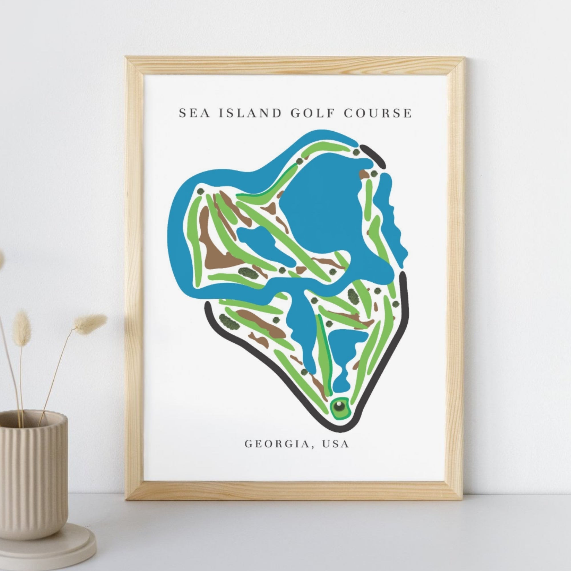 Sea Island Golf Course Prints, Georgia, Golf Map Artwork