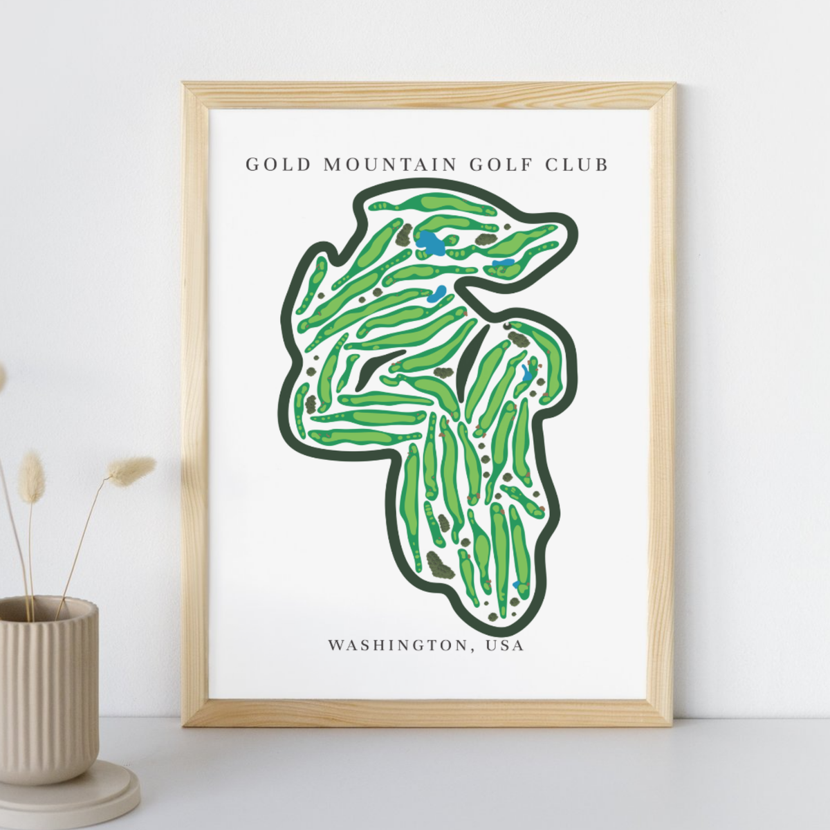 Gold Mountain Golf Club Golf Course Prints, Washington, Golf Map Artwork