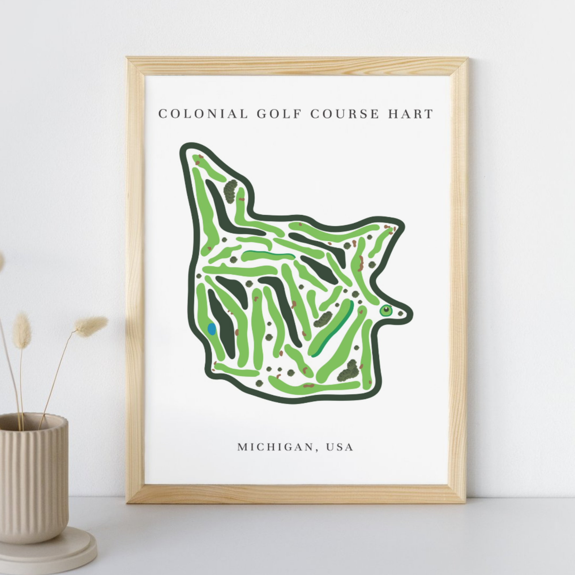 Colonial Golf Course Golf Course Prints, Michigan, Golf Map Artwork