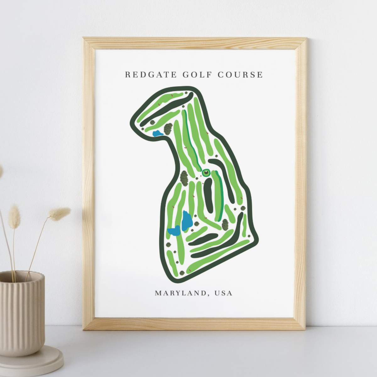 Redgate Golf Course Prints, Maryland, Golf Map Artwork