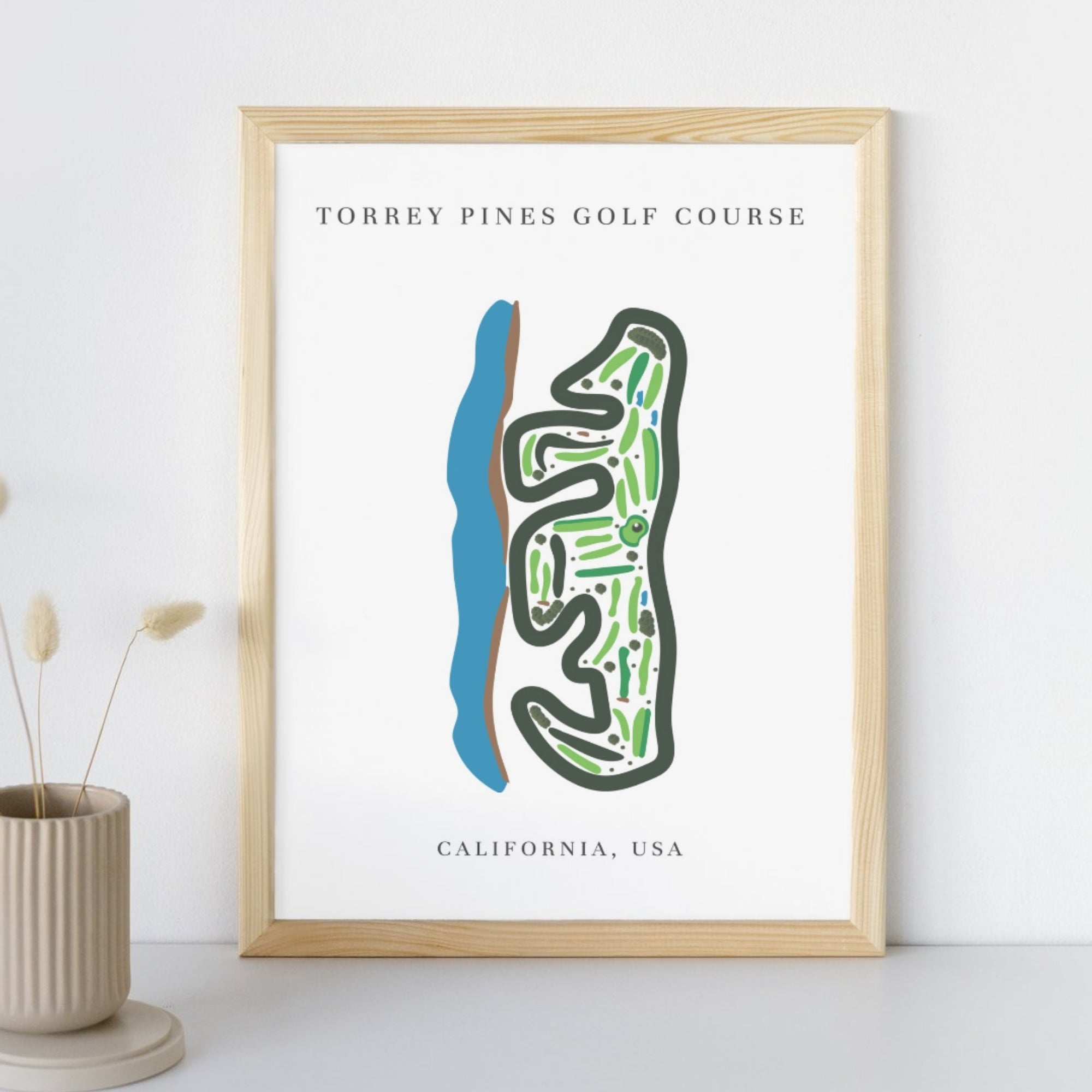 Torrey Pines Golf Course Print, California, Golf Map Artworks