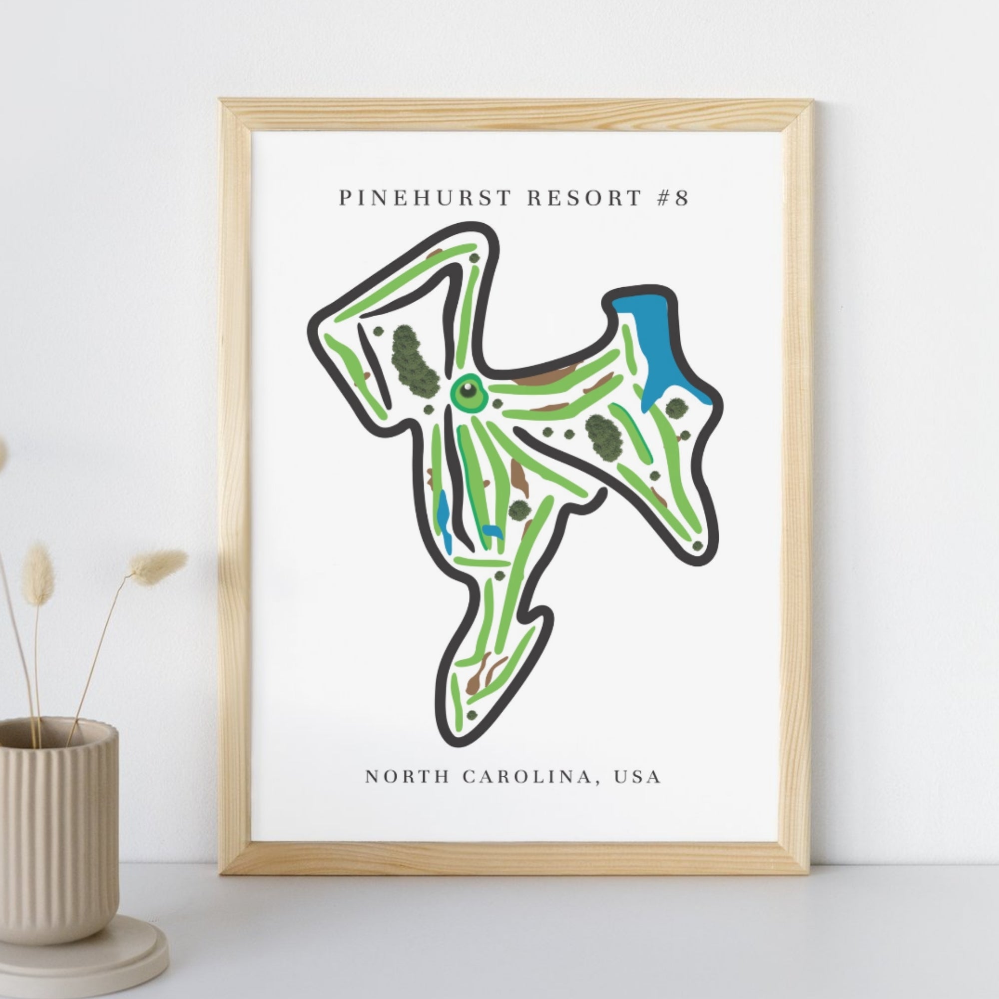 Pinehurst Resort #8 Golf Course Prints, North Carolina, Golf Map Artwork