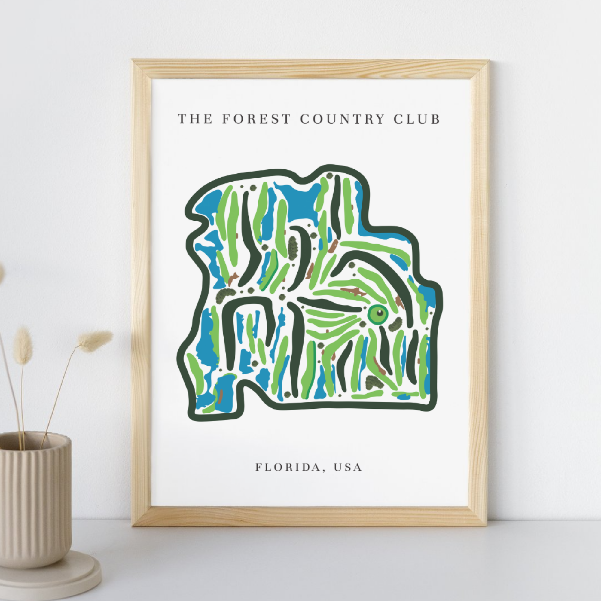 The Forest Country Club Golf Course Prints, Florida, Golf Map Artwork