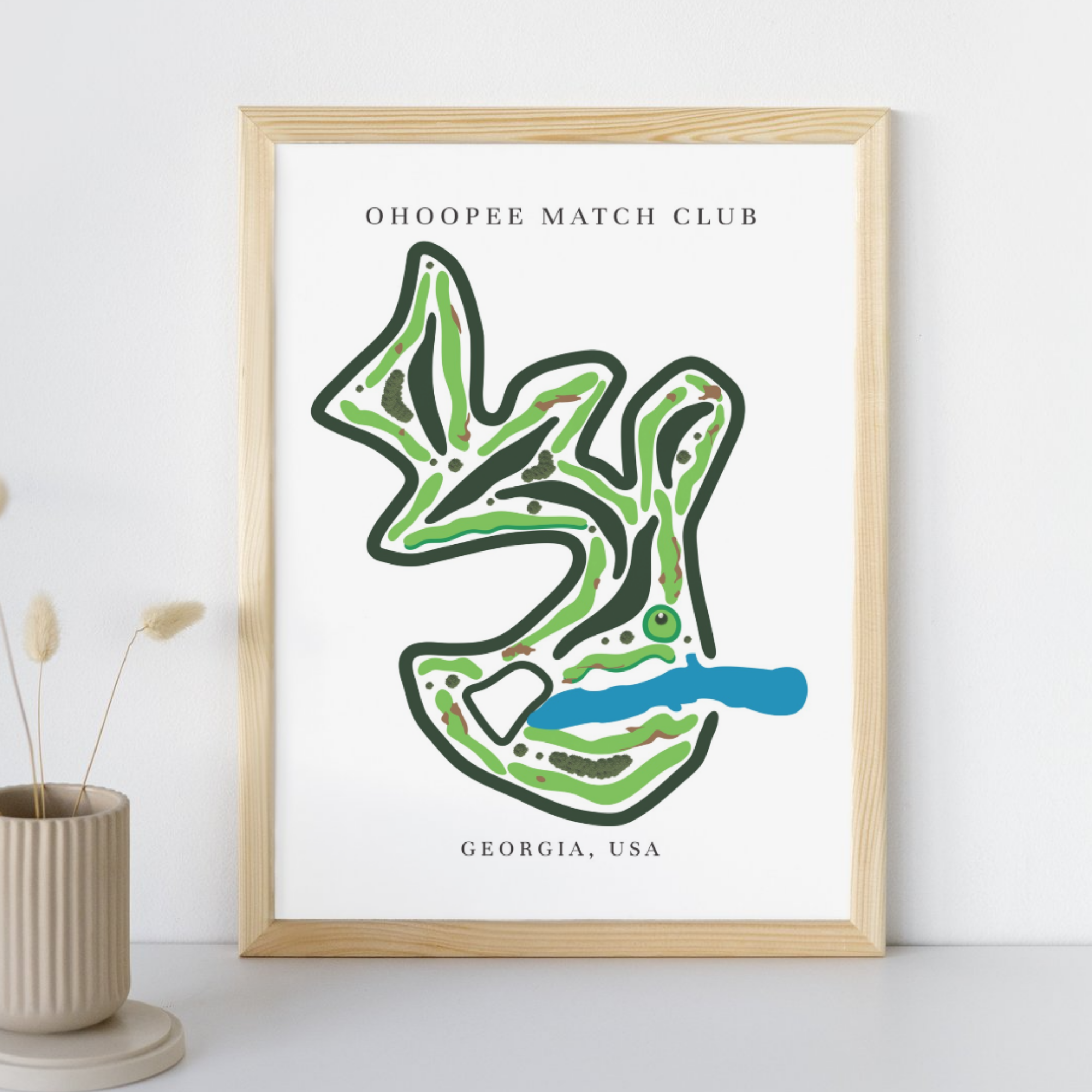 Ohoopee Match Club Golf Course Prints, Georgia, Golf Map Artwork