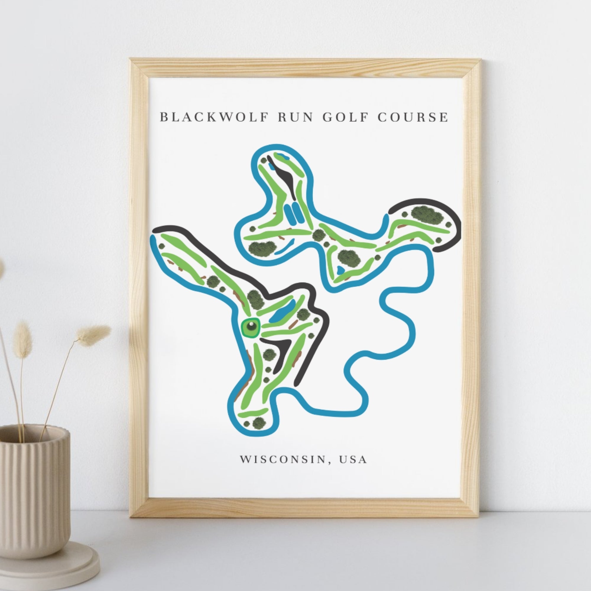 Blackwolf Run Golf Course Prints, Wisconsin, Golf Map Artwork