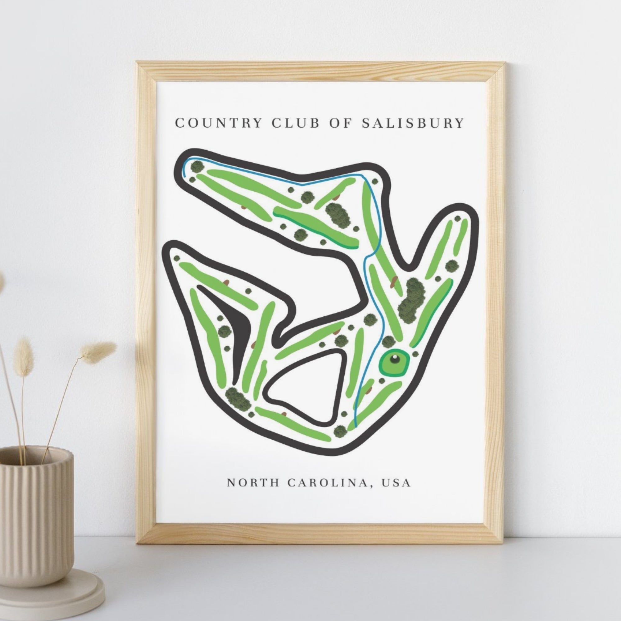 Country Club of Salisbury Golf Course Prints, North Carolina, Golf Map Artwork